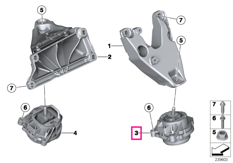 22116856403 Tampon motor, stanga - BMW Seria 1 F20 F21, Seria 2 F22 F23, Seria 3 F30 F31 F34, Seria 4 F32 F33 F36