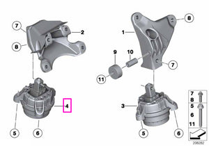 22116858976 Tampon motor, dreapta - BMW Seria 5 F10, Seria 7 F01 F02