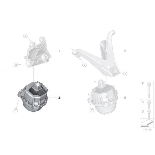 22116860458 Tampon motor, dreapta - BMW Seria 3 G20 G21, Seria 4 G26, Seria 5 F90M5 G30 G31, Seria 7 G11 G12, Seria 8 F9