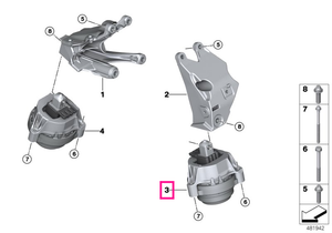 22116860495 Tampon motor, stanga - BMW Seria 5 G30 G31 G38, X3 G01 G08, X4 G02, X5 G05 G18, X6 G06