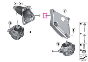 22116861401 Suport motor, stanga - BMW Seria 1 F20 F21, Seria 2 F22 F23, Seria 3 F30 F31 F34 F35, Seria 4 F32 F33 F36, X
