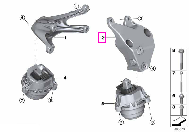 22116861553 Suport motor, stanga - BMW Seria 5 G30 G38, Seria 6 G32GT, Seria 7 G11 G12, Seria 8 G14 G15 G16