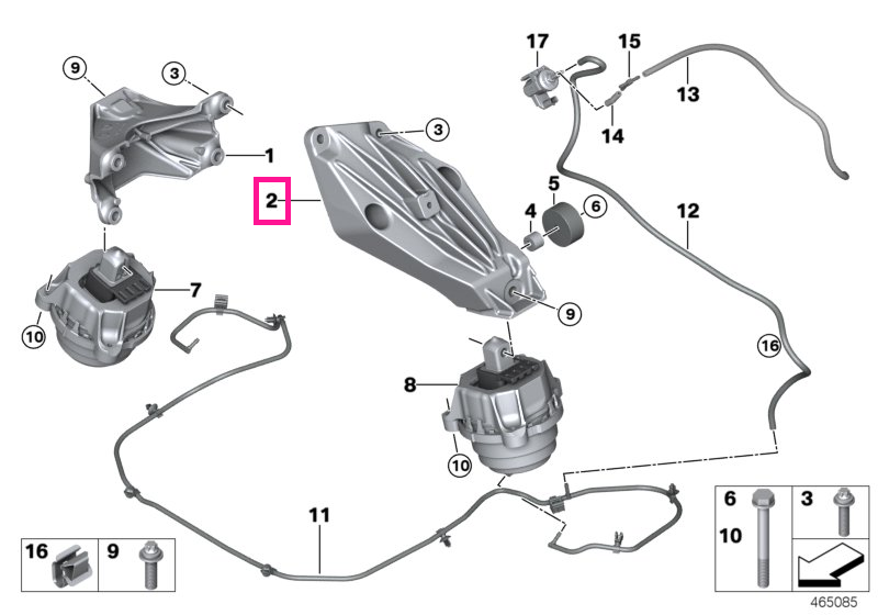 22116861555 Suport motor, stanga - BMW Seria 3 G42, Seria 3 G20 G21, Seria 4 G22, G23 G26, Seria 5 G30 G31, Seria 6 G32,