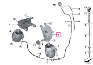 22116864595 Suport motor, stanga - BMW Seria 3 G20 G21, Seria 4 G22 G26, Seria 5 G30 G31, Seria 6 G32, X3 G01, X4 G02, X
