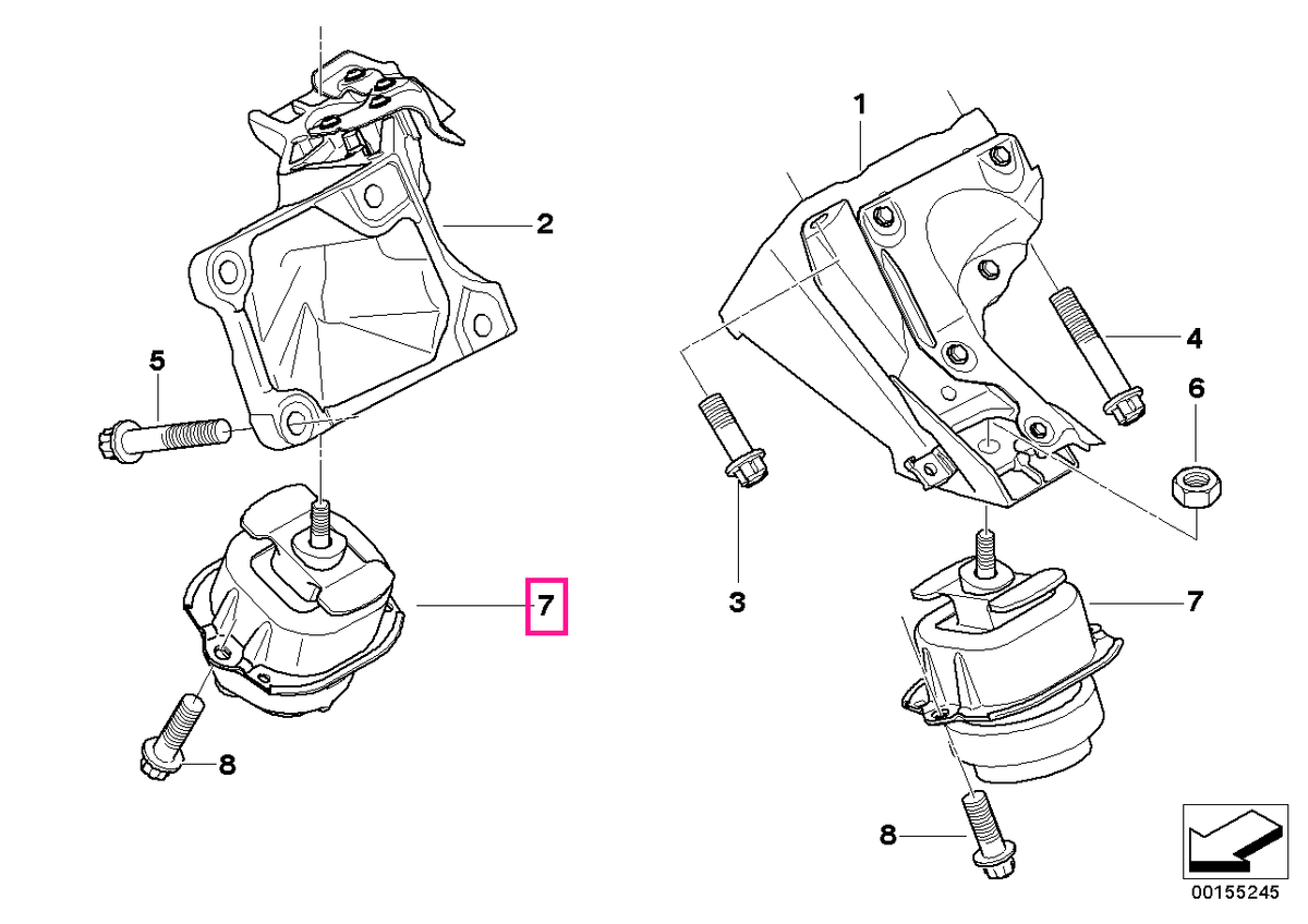 22116865146 Tampon motor, dreapta - BMW X5 E70 F15, X6 E71 F16