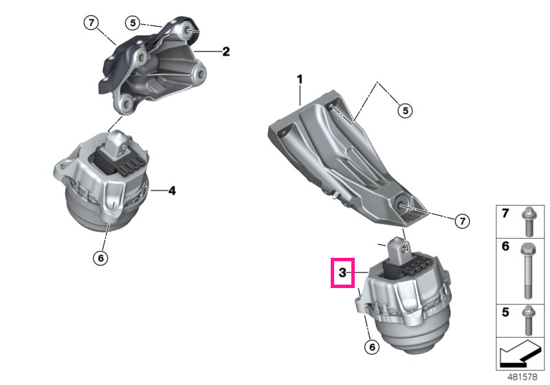 22116866155 Suport motor stâng - BMW