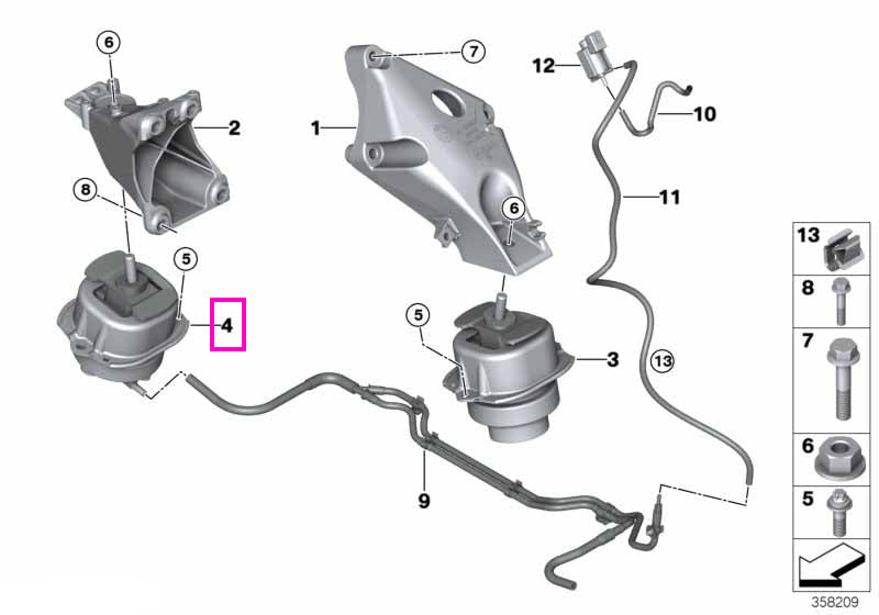 22116867034 Tampon motor, dreapta - BMW X5 F15