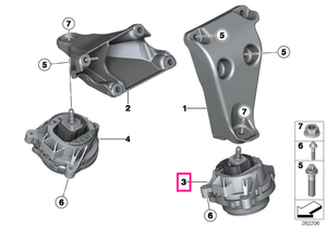 22116867441 Tampon motor, stanga - BMW Seria 1 F20 F21, Seria 2 F22 F23, Seria 3 F30 G31 G34 G35, Seria 4 F32 F33 F36