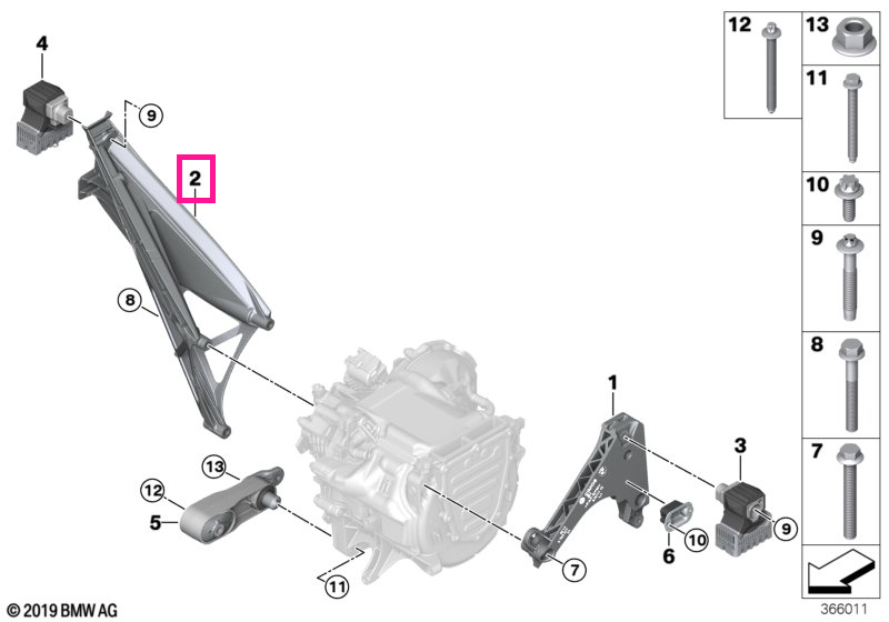 22116878936 Suport susținere transmisie - BMW