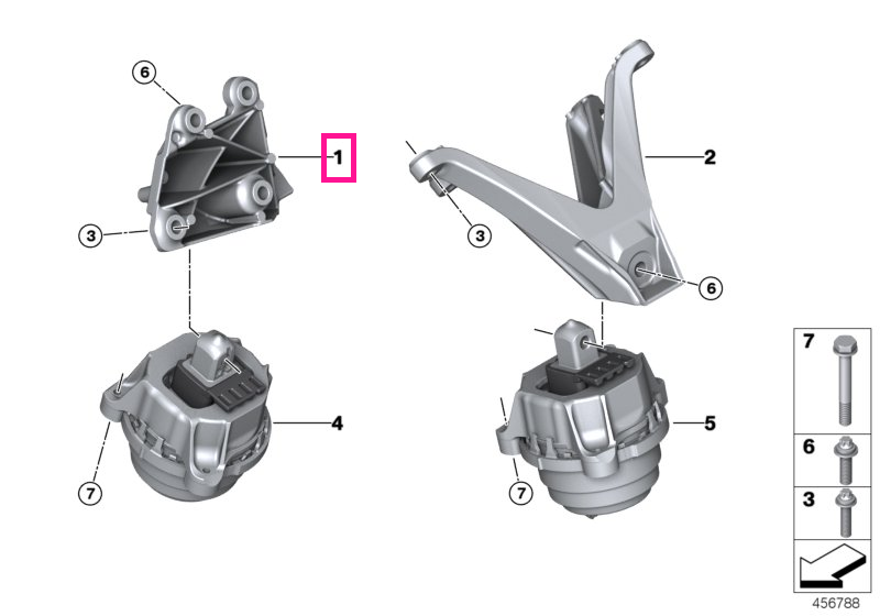22117853648 Suport motor, dreapta - BMW Seria 5 F90M5, Seria 8 F91M8 F92M8 F93M8, X5 F95M, X6 F96M