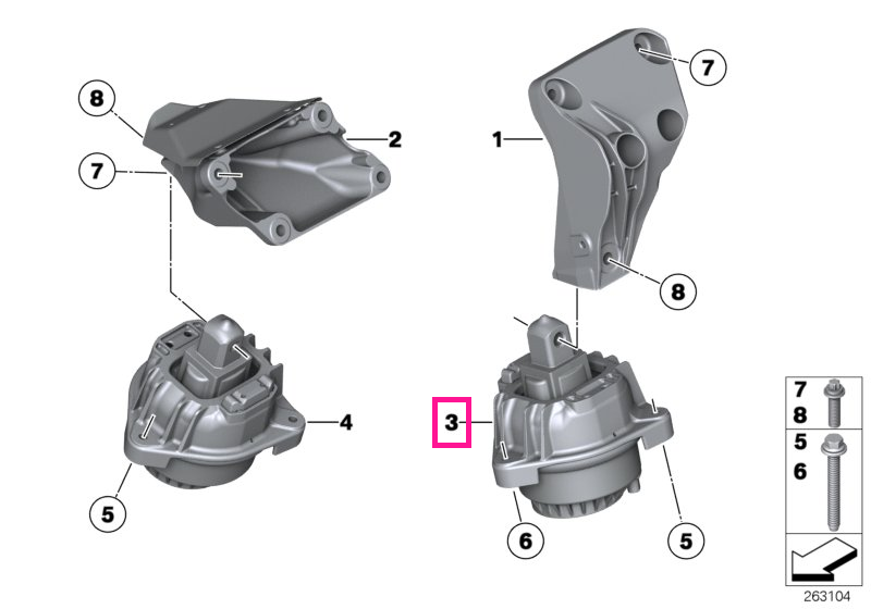 22117935147 Tampon motor, stanga - BMW Seria 5 F10 F11 F18