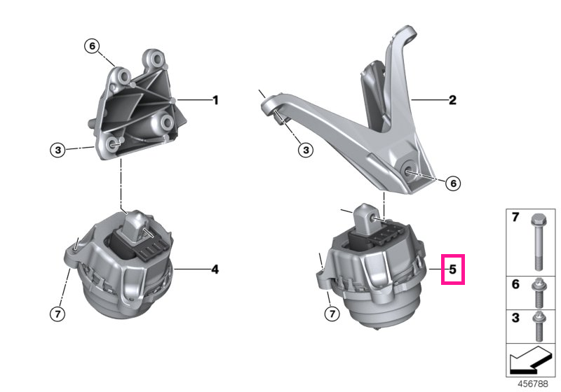 22118089821 Tampon motor, stanga - BMW Seria 5 F90M5, Seria 8 F91M8 F92M8 F93M8, X5 F95M, X6 F96M, XM G09