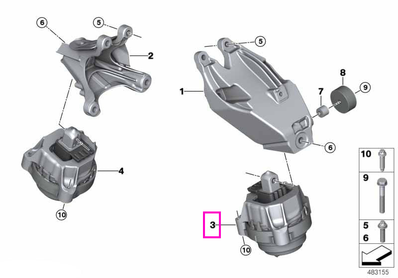 22119844521 Tampon motor, stanga - BMW X5 G05