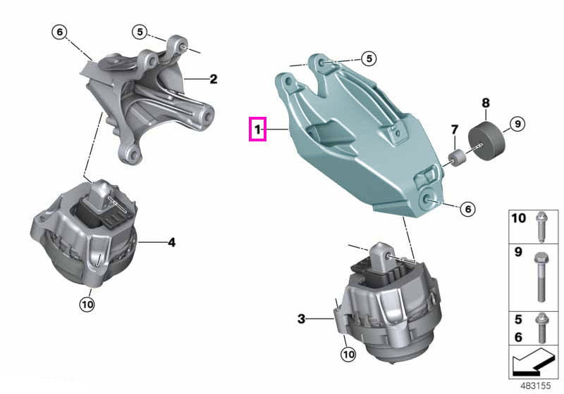 22119844627 Suport motor, stanga - BMW X5 G05 F95 M, X6 G06 F96 M, X7 G07, XM G09