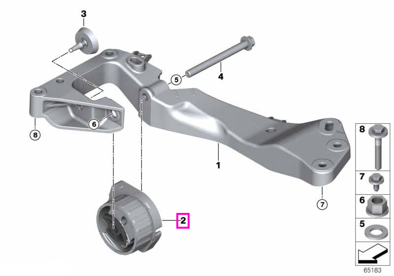 22316773125 Tampon cutie de viteze - BMW Seria 3 E46 E90 E91 E92, Seria 5 E60 E61 F07, Seria 7 F01, X1 E84, X3 E83 - tra