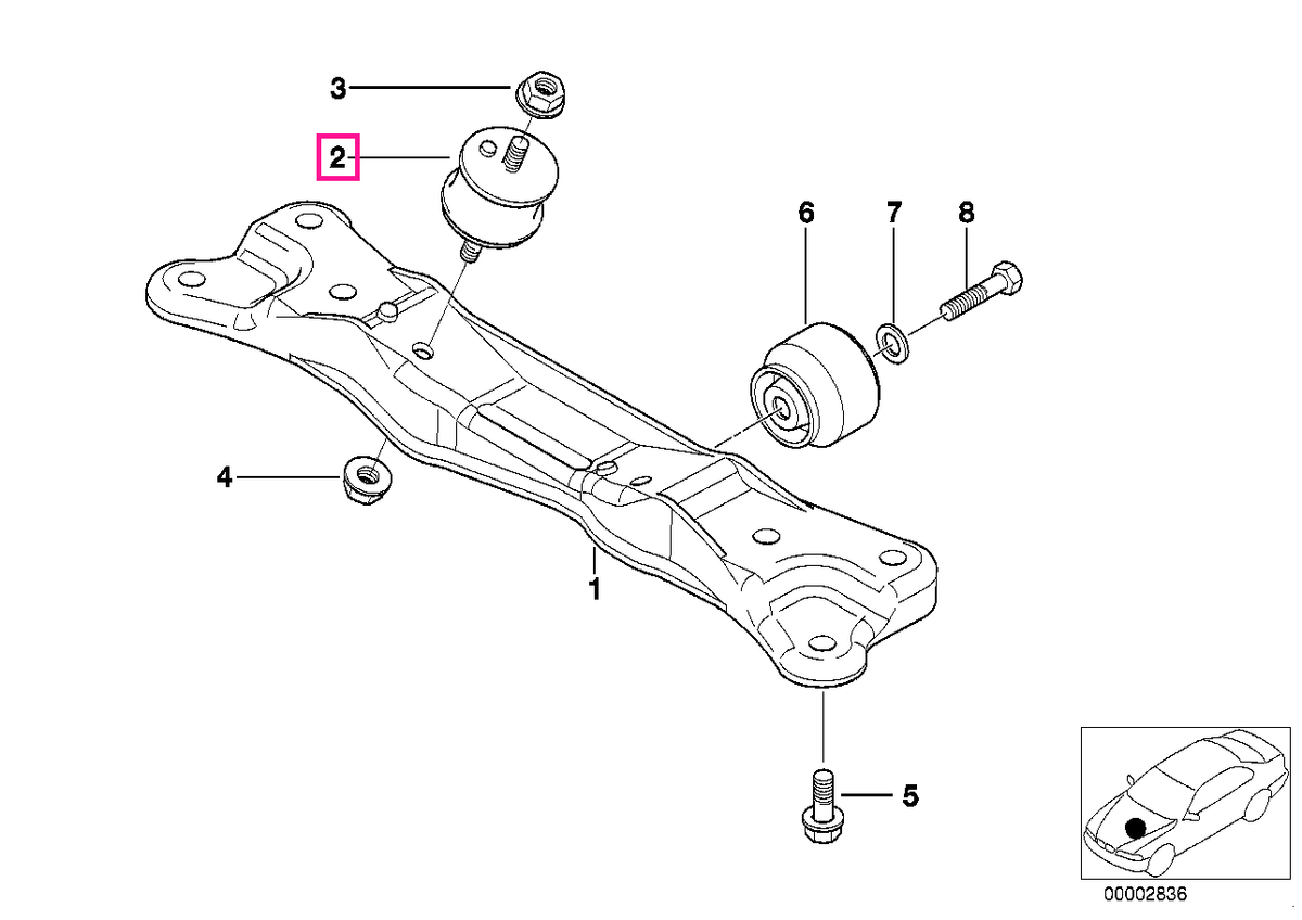 22316799331 Tampon cutie de viteze - BMW Seria 1 E81 E82 E87 E88, Seria 3 E36 E46 E90 E91 E92 E93, Seria 5 E39 F07 F10 F