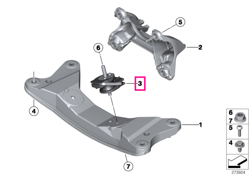 22316875904 Tampon cutie de viteze - BMW Seria 1 F20 F21, Seria 2 F22 F23, Seria 3 F30 F31 F35, Seria 4 F32 F33 F36
