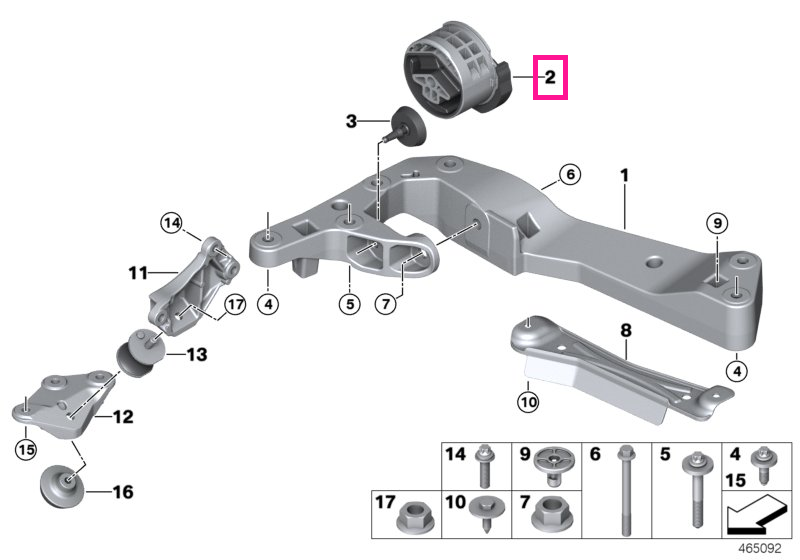 22327935122 Tampon cutie de viteze - BMW Seria 3 G20 G21, Seria 4 G22 G23 G26, Seria 5 G30 G31, Seria 6 G32, X3 G01, X4 
