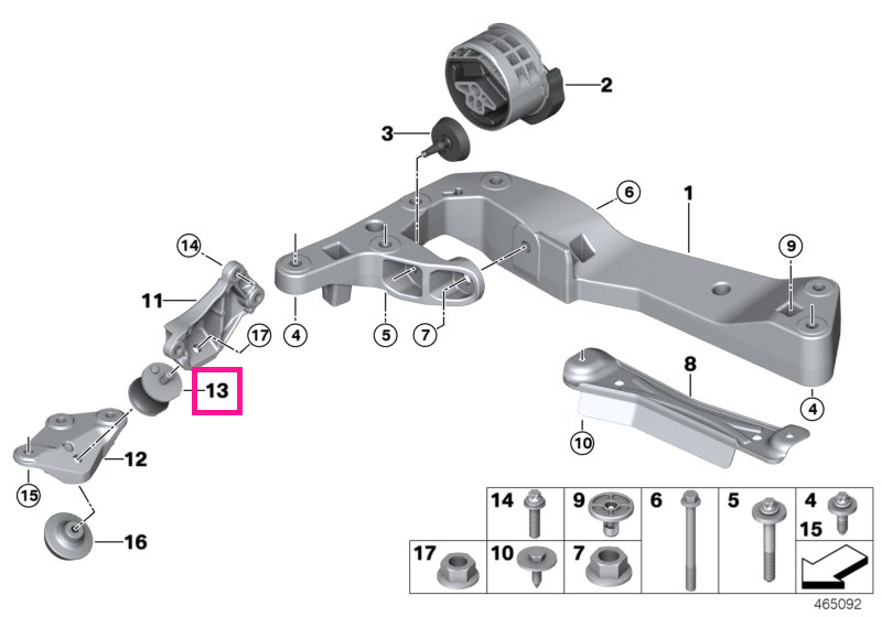 22327953115 Bucsa cauciuc sistem transmisie - BMW Seria 2 G42, Seria 3 G20 G21 G80 G81 M3, Seria 4 G22 G23 G26 G82 G83 M