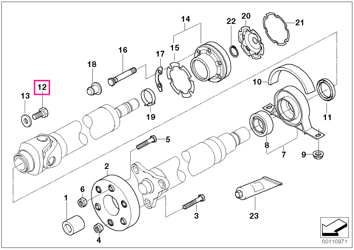 26117551339 Șurub hexagonal M12X1,5X25-ZNS3 - BMW