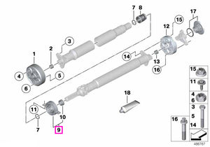26117589747 Rulment intermediar arbore cardanic, aluminiu - BMW Seria 5 F10 F11 F18, Seria 6 F06 F13