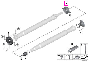 26118488057 Suport central cardan, aluminiu - BMW Seria 3 G20 G21, Seria 4 G22 G23 G26, Seria 5 G30 G31 G38 F90 M5, Seri