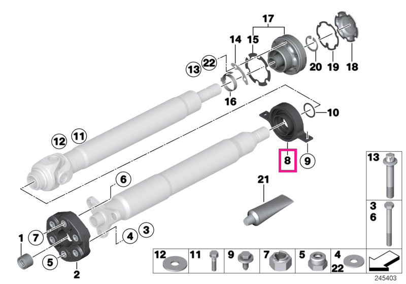 26122282572 Suport central, aluminiu - BMW