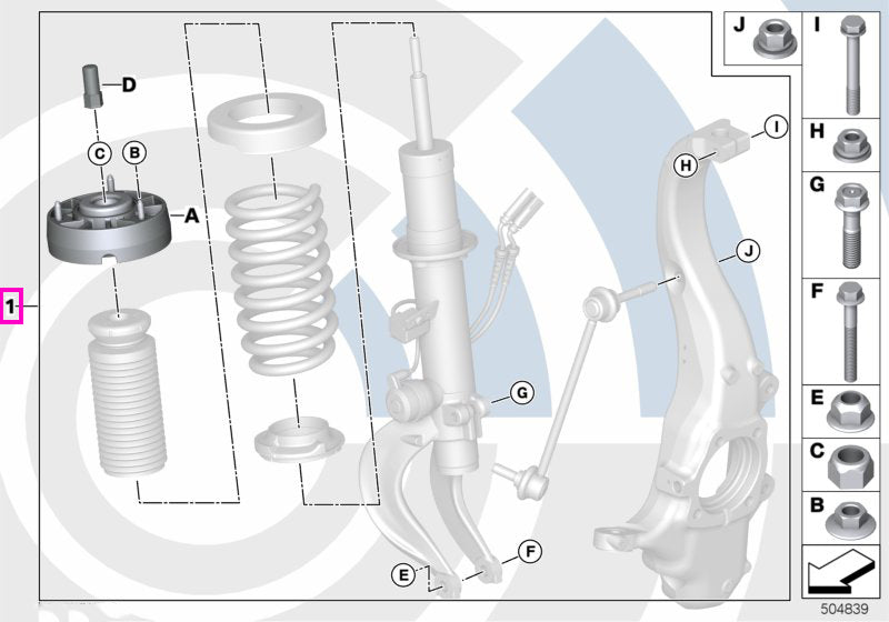 31305B65088 Kit reparatie suport ghidare amortizor fata - BMW X3 G01 G08, X4 G02, iX3 G08