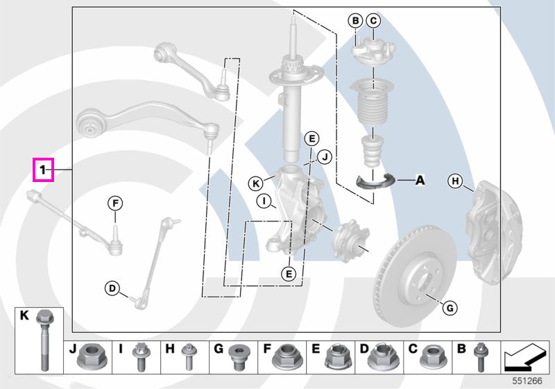 31305B8B407 Set montaj lagar suport amortizor fata, Kit Value Parts - BMW Seria 3 G20 G21 G28, Seria 4 G22 G23 G26, i3 G