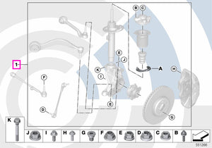 31305B8B407 Set montaj lagar suport amortizor fata, Kit Value Parts - BMW Seria 3 G20 G21 G28, Seria 4 G22 G23 G26, i3 G