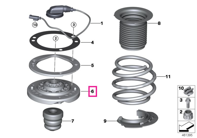 31307853702 Rulment sarcina suport amortizor, suspensie fata, 5xM8 - BMW Seria 2 F87 M2, Seria 3 F80 M3, Seria 4 F82 F83