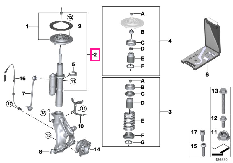 31308009873 Shock absorber, front left GTS - BMW