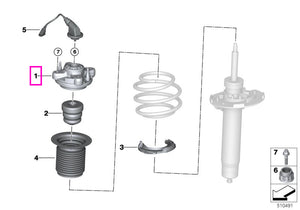31308095852 Suport amortizor, punte fata, dreapta - BMW Seria 2 G87 M2, Seria 3 G80 G81 M3, Seria 4 G82 G83 M4