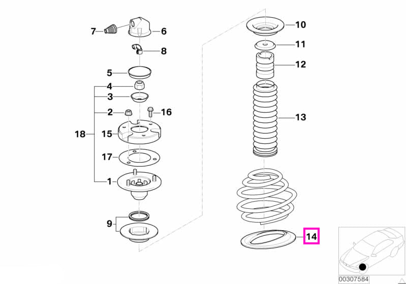 31331094795 Tampon inferior arc, punte fata - BMW Seria 7 E38, Z8 E52