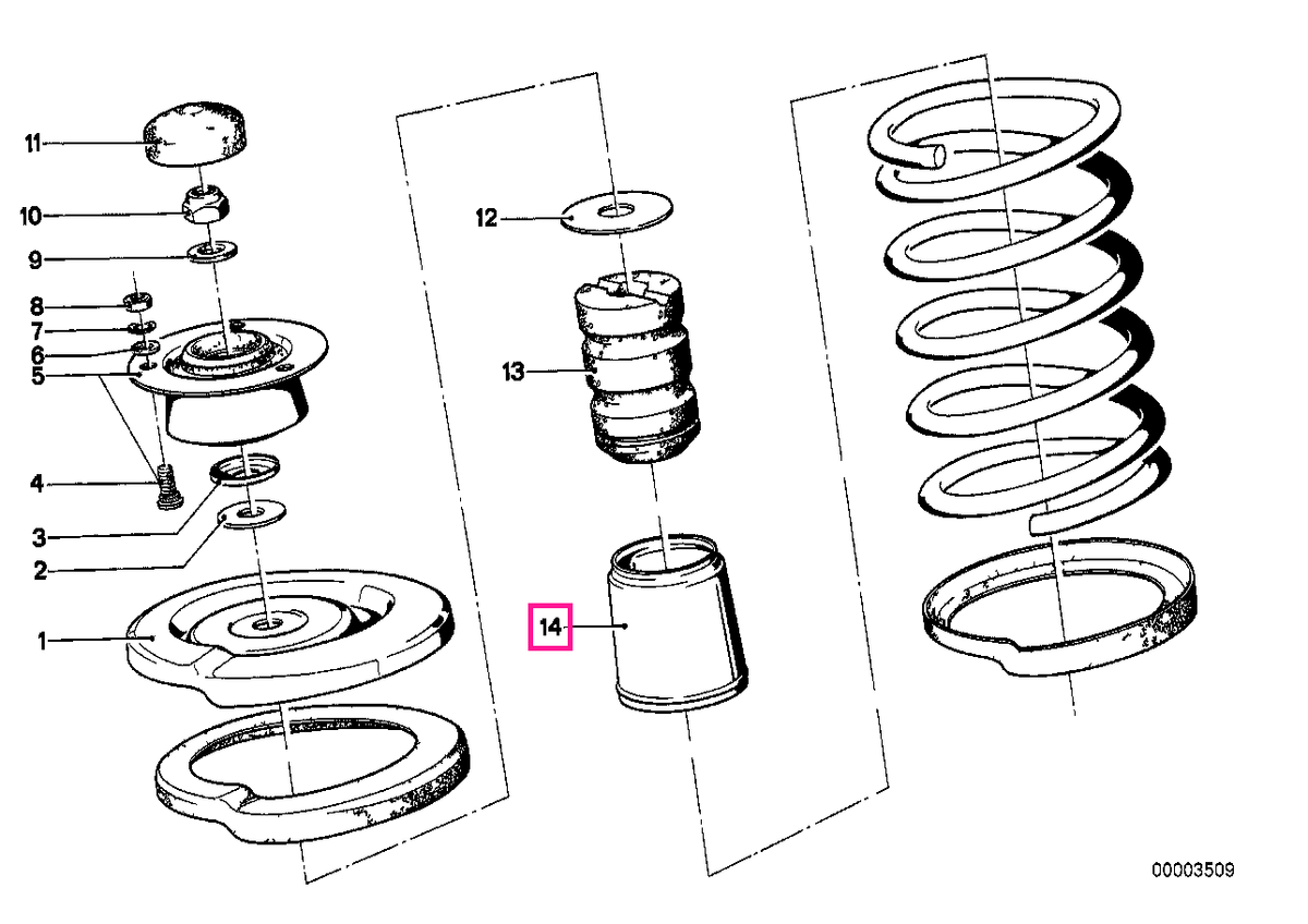 31331117663 Tub protectie amortizor, sistem suspensie - BMW Seria 5 E12, Seria 5 E24, Seria 7 E23