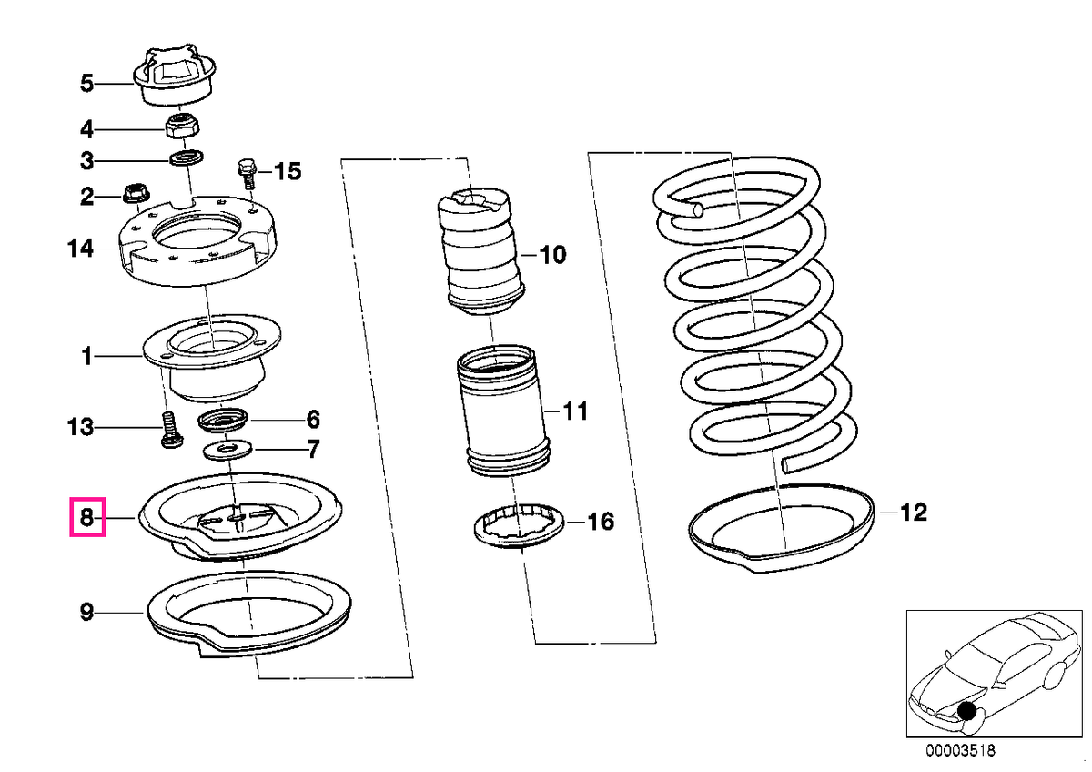 31331128524 Placă arc superior - BMW