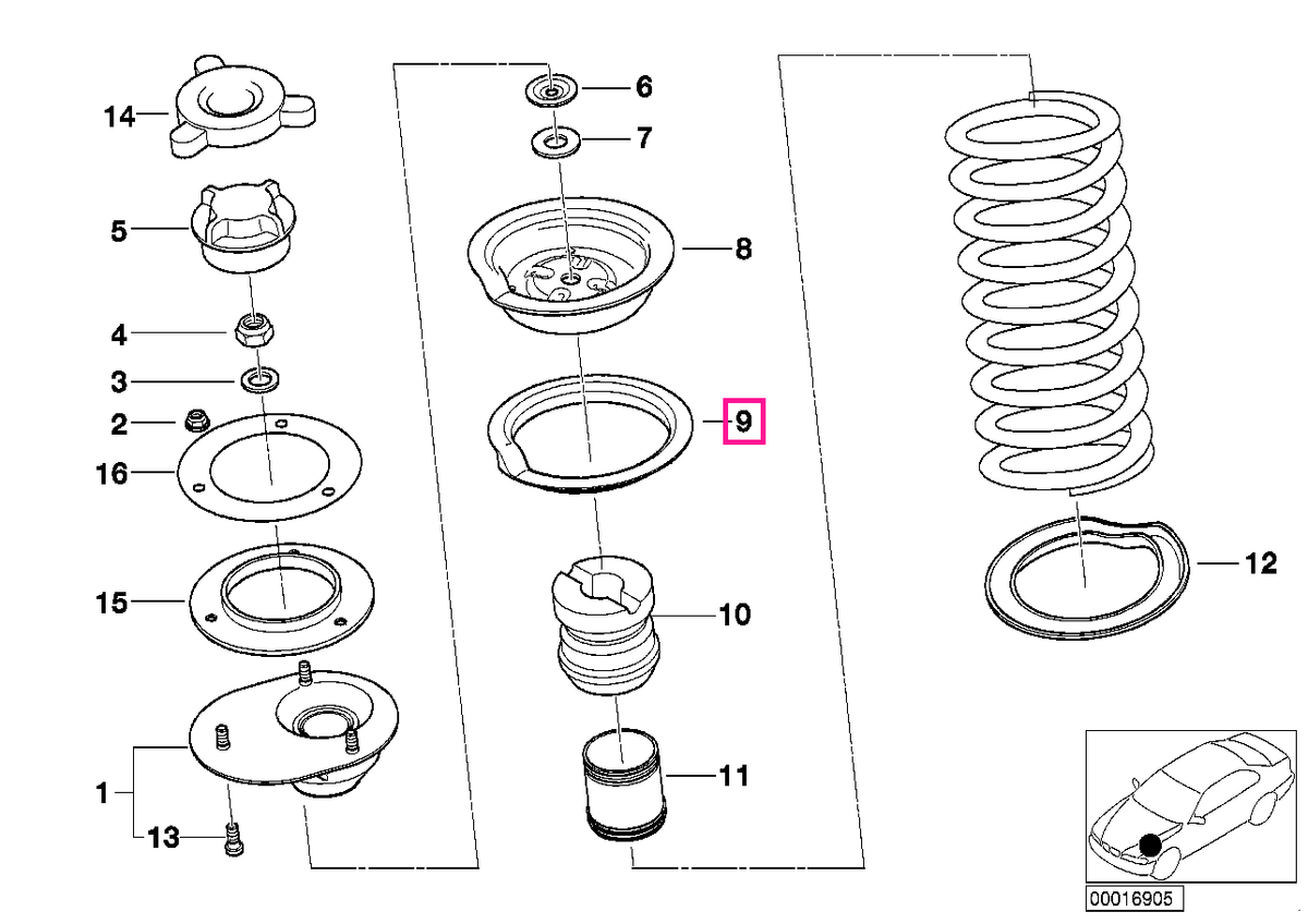 31332227901 Perna arc superior, 9MM - BMW