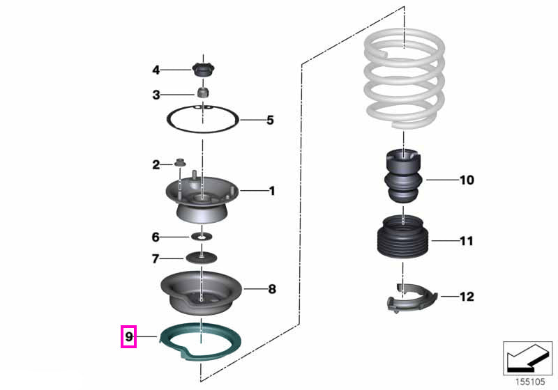 31336767500 Suport superior arc suspensie, punte fata - BMW Seria 1 E81 E82 E87 E88, Seria 3 E90 E91 E92 E93, X1 E84, Z4