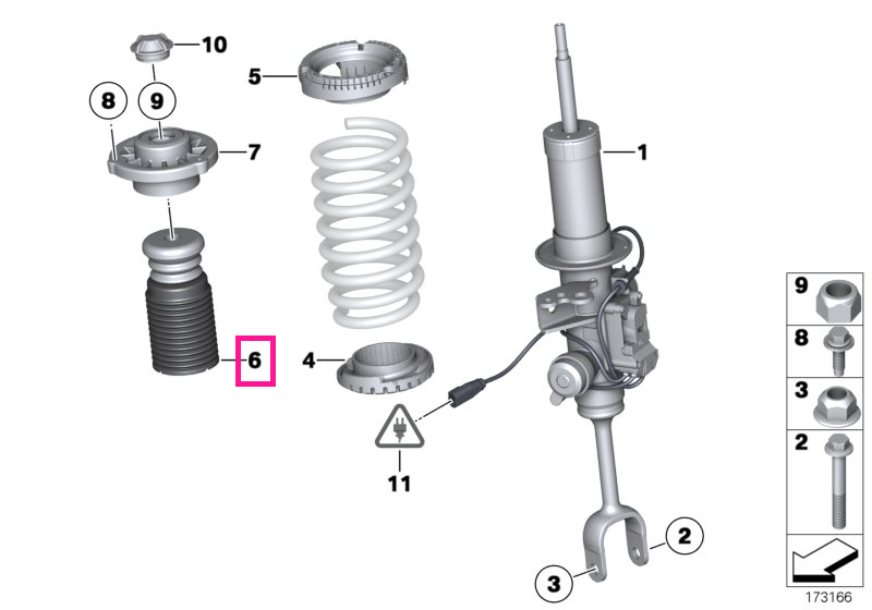 31336789374 Amortizor suplimentar suspensie, punte fata - BMW Seria 5 F10 F11 F18, Seria 6 F06 F12