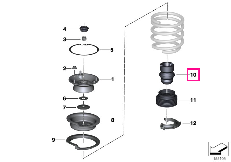 31336793148 Additional shock absorber, front - BMW