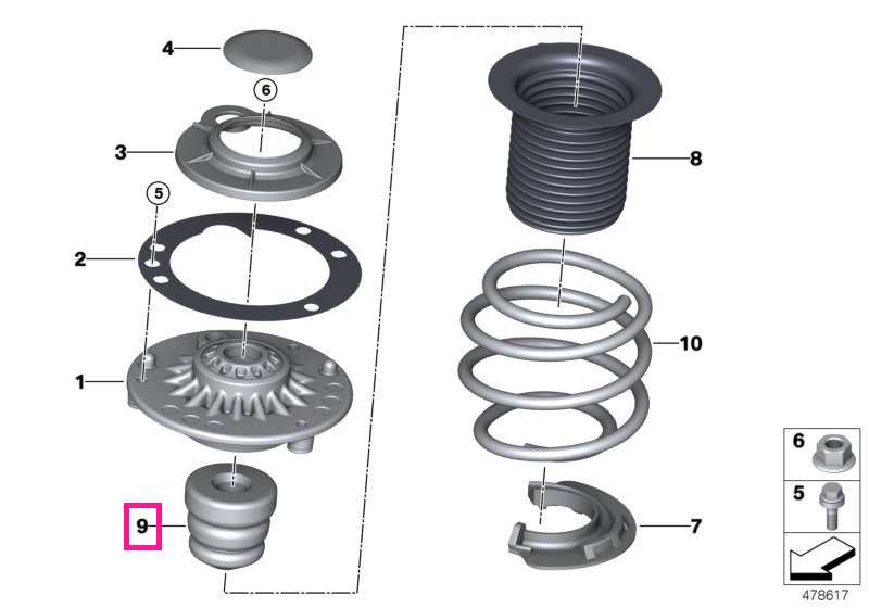 31336852444 Additional shock absorber, front - BMW