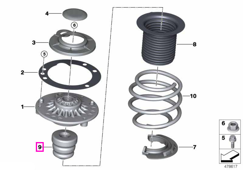 31336858239 Amortizor aditional sistem suspensie, punte fata - BMW Seria 2 F45 F46, Seria 3 F30 F31 F34, X1 F48, X2 F39 