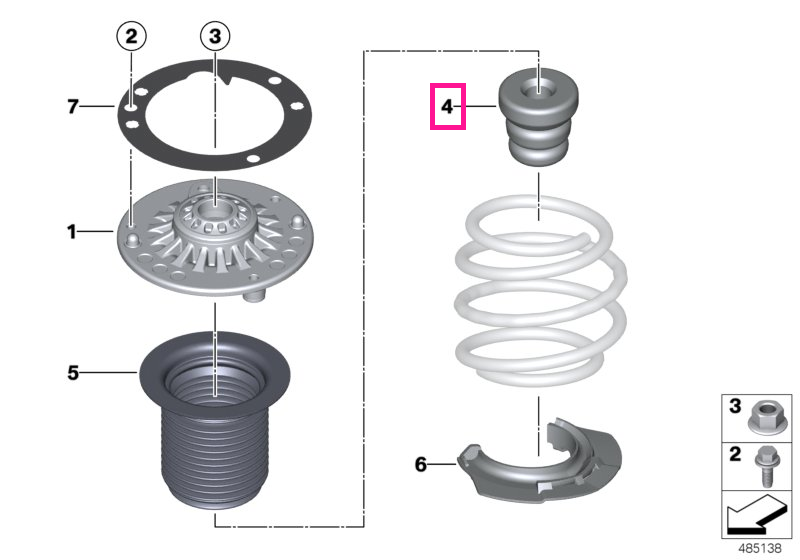 31336858241 Tampon suprasarcina amortizor, punte fata - BMW Seria 2 F22, Seria 3 F31 F34, Seria 4 F32 F36 G26