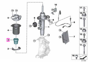 31336859768 Tampon cauciuc amortizor suspensie, punte fata - BMW Seria 1 F20 F21, Seria 2 F22 G42 F87 M2, Seria 3 G20 G2