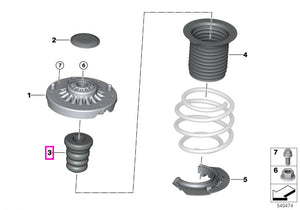 31336860160 Amortizor aditional suspensie, punte fata - BMW Seria 1 F21, Seria 2 F22 F74 G42, Seria 3 G20 G21, Seria 4 F