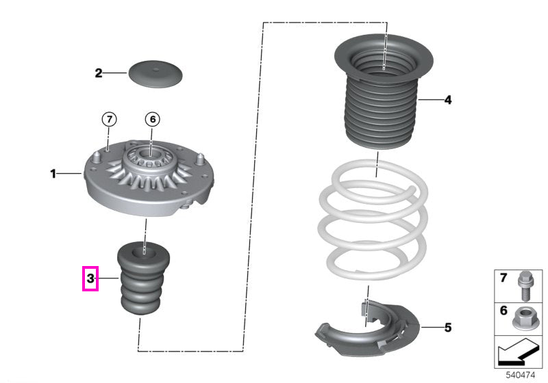 31336860160 Amortizor aditional suspensie, punte fata - BMW Seria 1 F21, Seria 2 F22 F74 G42, Seria 3 G20 G21, Seria 4 F