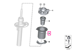 31336871812 Protectie tija amortizor, punte fata - BMW Seria 2 G42 G87 M2, Seria 3 G20 G21 G28 G80 G81 M3, Seria 4 G22 G