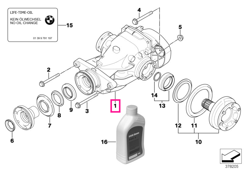 33107547615 Diferențial schimb I=3,08 - BMW