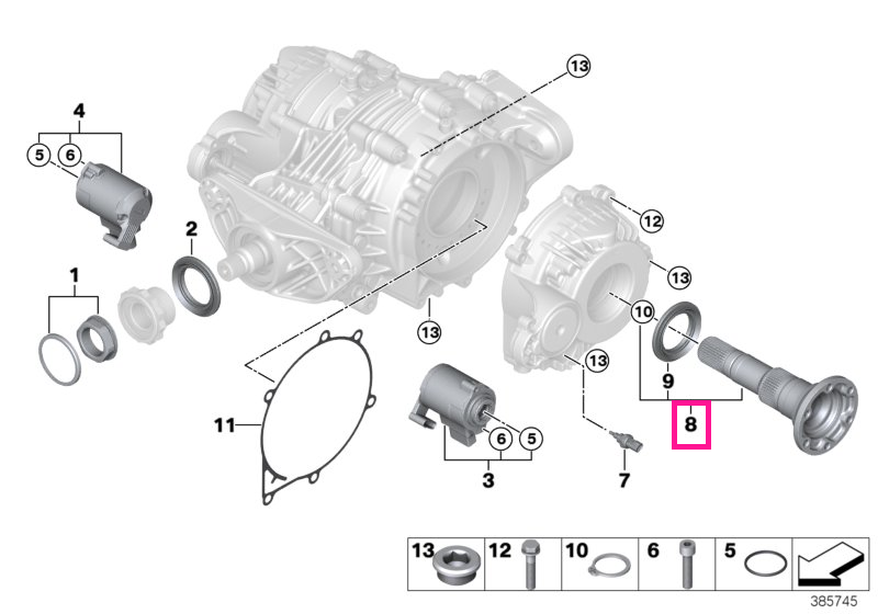 33107850614 Output flange set - BMW