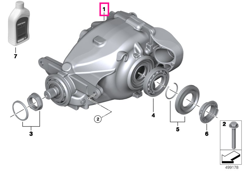 33108416652 Final drive with differential I=3,08 - BMW